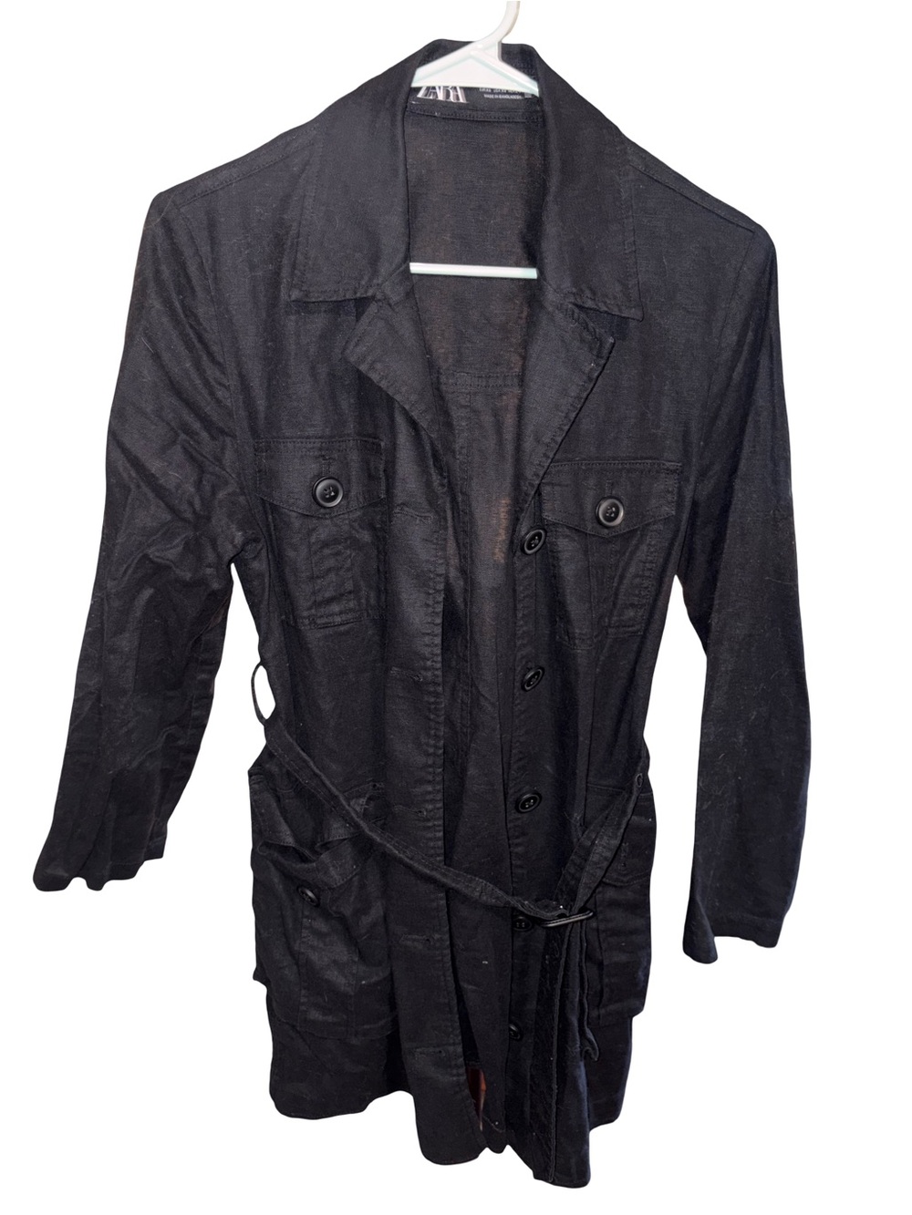 Zara Black Lightweight Women's Trench Coat with Belt